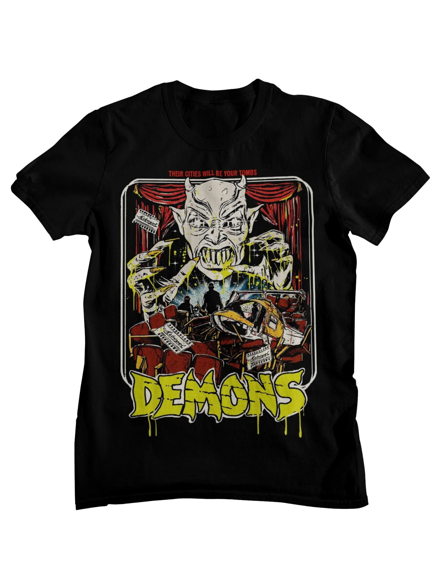 1985 Retro Italian Horror Movie Collage Pattern T-Shirt - Men's and Women's Casual Short-Sleeved Street Printed Clothing