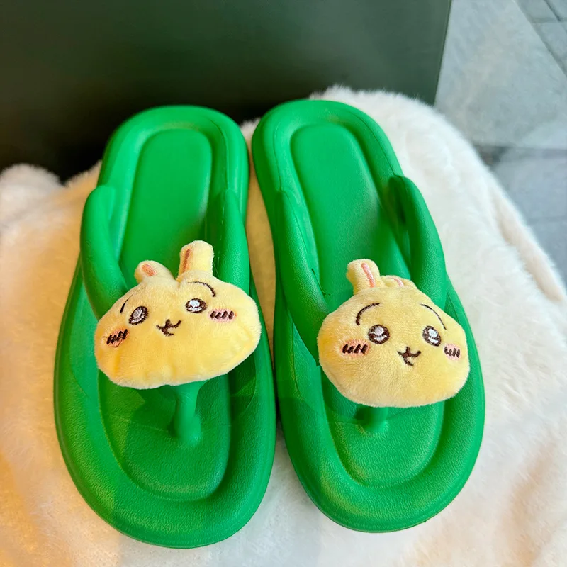 Summer New Miniso Chiikawas Flip-Flops Cartoon Hachiwares Usagi Beach Sandals Soft Sole Anti-Slip Home Slippers Couple Style Hot