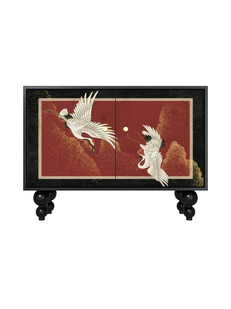 

French medieval style, solid wood porch dining side cabinet, multi-functional storage storage decorative cabinet