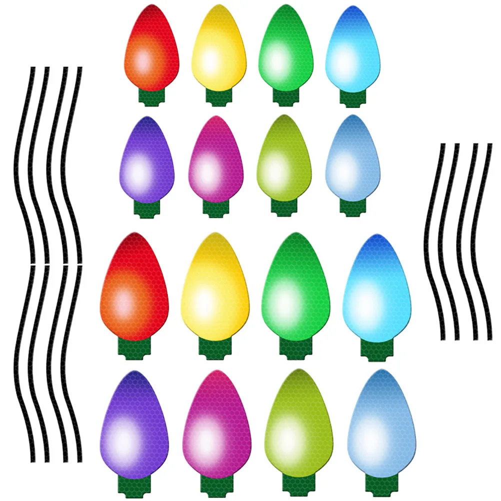 

1 Set Of Magnetic Reflective Stickers Bulb Shape For Car Christmas Lights Exterior Auto Decor Magnetic Christmas Lights For Cars