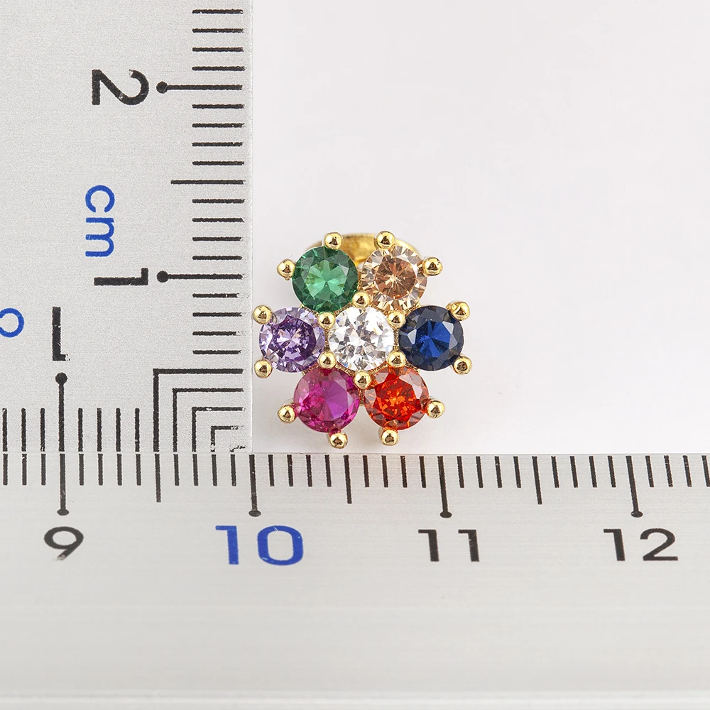 AIBEF Bohemian Flower Shape Stud Earrings Copper Zircon Colorful Rhinestone Women Jewelry Accessory Gift Wholesale Dropshipping