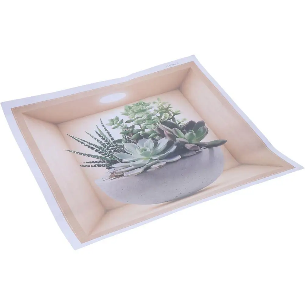 4 قطعة المطبخ الحمام الديكور 11.8X11.8 "3D النبات ملصقات جدار الإبداعية النباتات الخضراء الجدار ملصق للإزالة غرفة الفن المنزل
