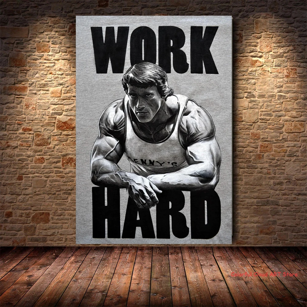 Black and White Arnold Schwarzenegger Life Inspirational Bodybuilding Poster Canvas Painting Wall Art Picture Living Room Decor