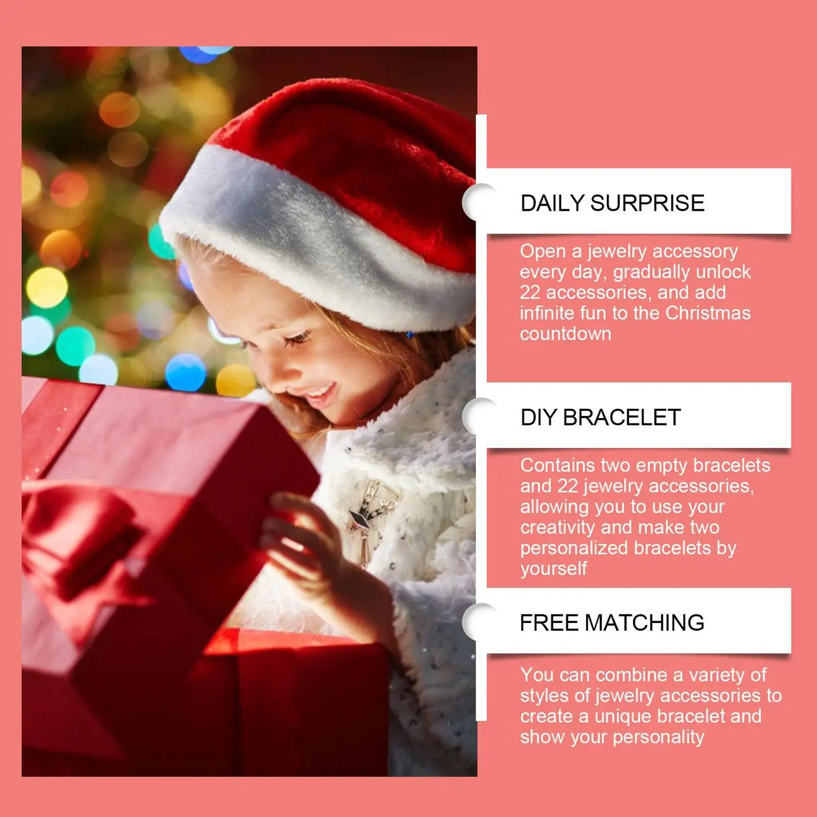 

Ювелирный календарь Адвент 24-дней изготовления ювелирных изделий Рождественский календарь обратного отсчета Очаровательный для детей Подростков Девочек Взрослых Отпуск Праздник