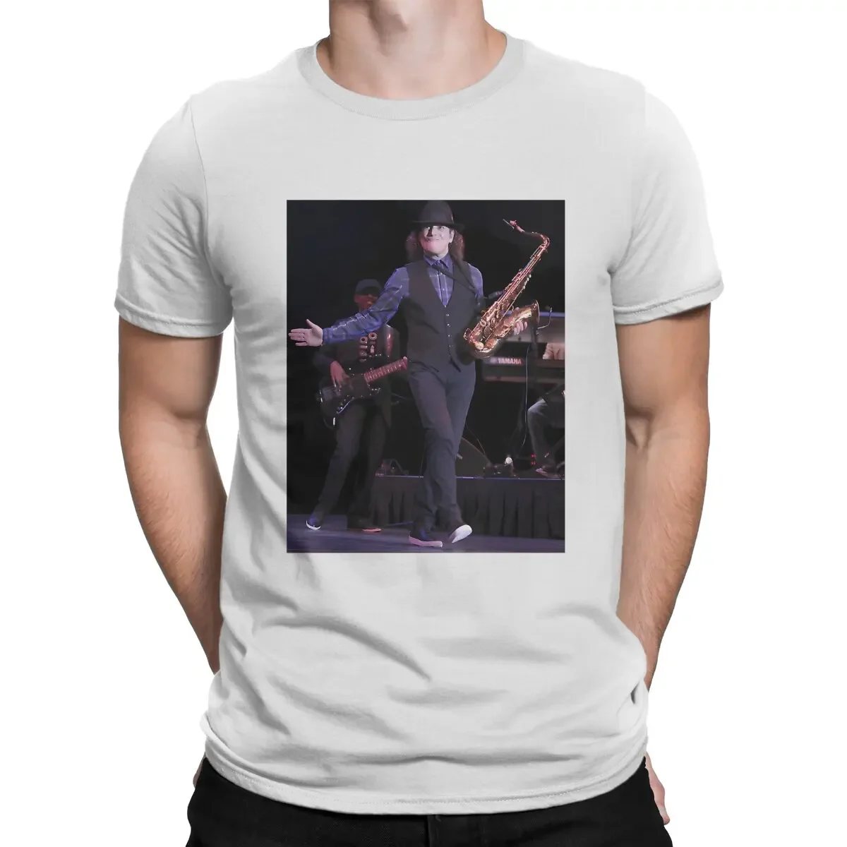 Boney Saxophonist Creative TShirt for Men Photograph Round Neck Pure Cotton T Shirt Hip Hop Gift Clothes OutdoorWear