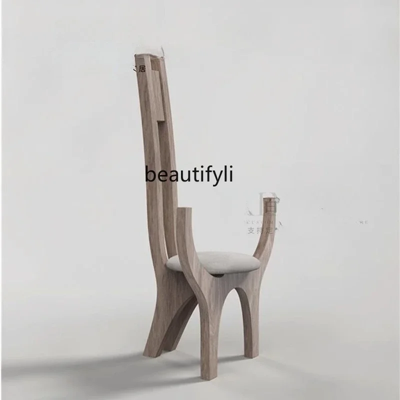 

ss8350 New medieval solid wood dining chair French retro backrest homestay negotiation chair