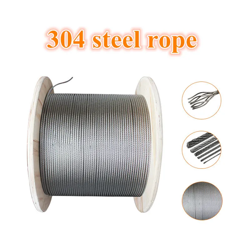 

100 meters 0.5-3mm PVC Coated Flexible Steel Stranded Wire Rope Soft Cable Transparent Stainless Steel Clothesline