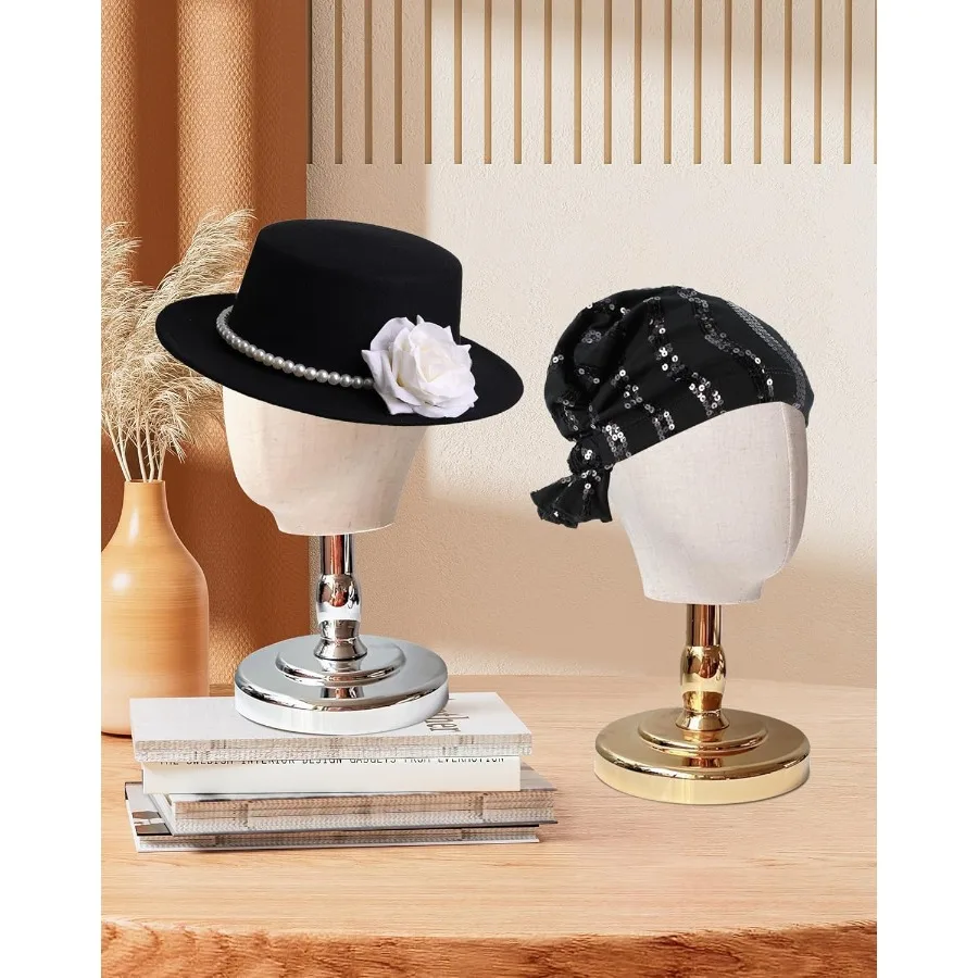 حامل رأس شعر مستعار غير قابل للدبابيس مقاس 21 بوصة لعرض الشعر: رأس عارضة أزياء بقاعدة كروم قابلة للتعديل مع كتلة قماشية تدعم مثالية لـ W #5