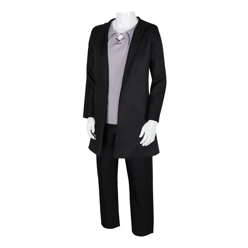 FC6Eren Jaeger คอสเพลย์อะนิเมะโจมตีบน Titan วิกผมชุดฮาโลวีน Eren Yeager คอสเพลย์เครื่องแต่งกายสีดํายาว Trench Coat @ FC8!