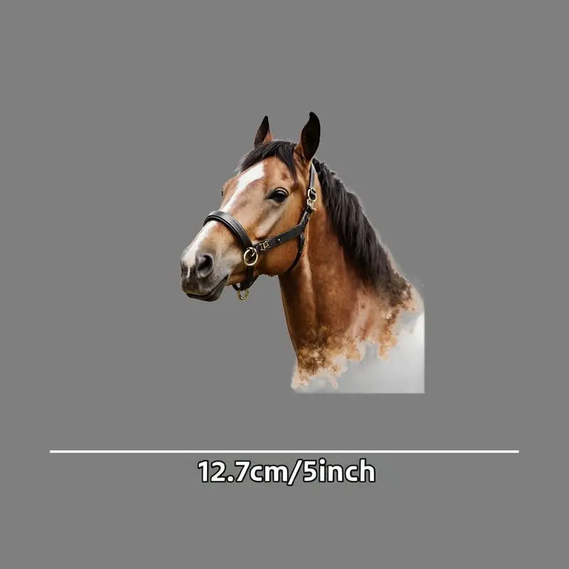 1Pc 2D Flat Chestnut Horse Head Vinyl Sticker, Waterproof Durable Decal for Car Window, Body & Smooth Surfaces