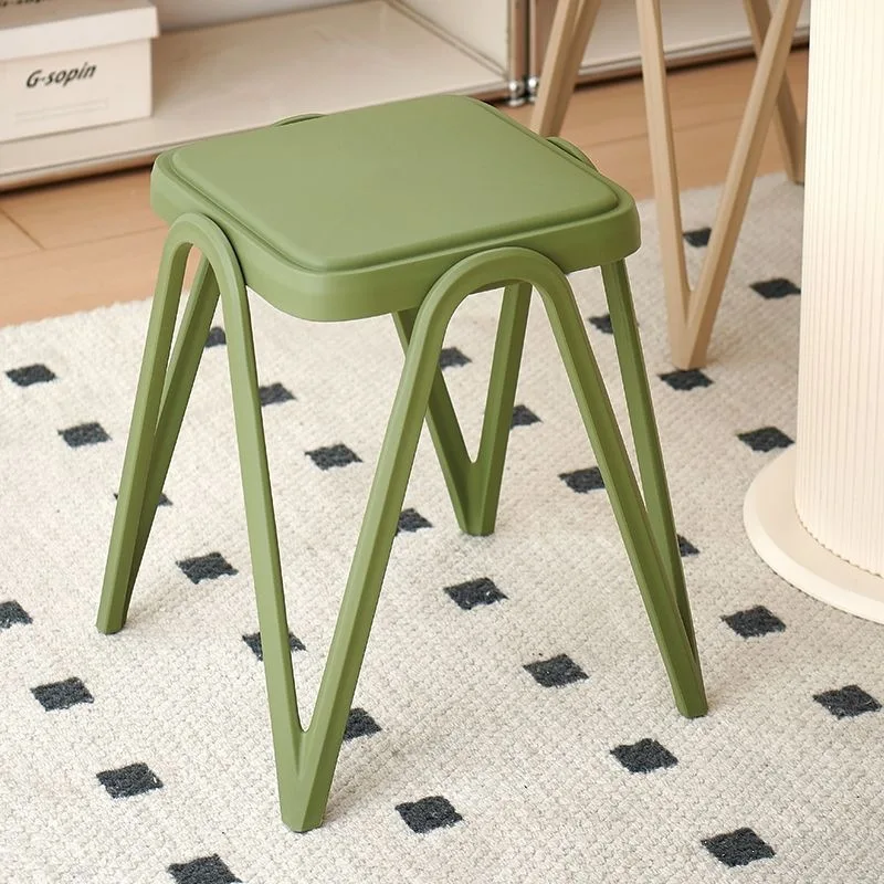 

Modern Plastic Stools for Home Use Stackable Restaurant Spare Portable Dining Stools Living Room Leisure Simple Vanity Chair