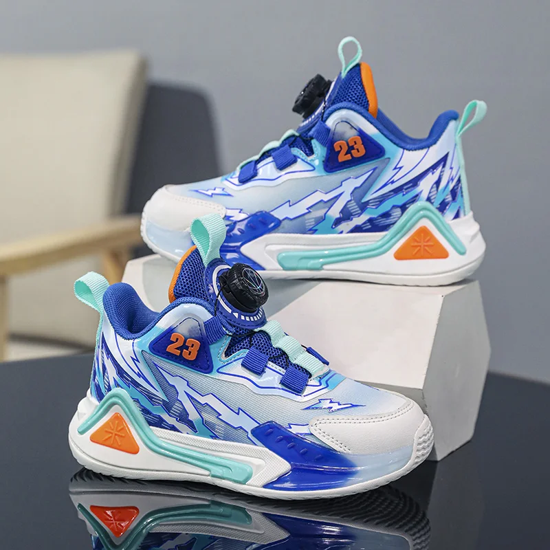 

Children's actual combat basketball shoes 2024 new button sports shoes breathable large children student running shoes