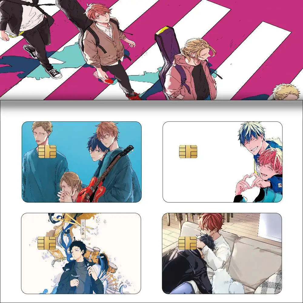 Anime GIVEN Cartoon 4pcs 1Set Credit Card Skin Stickers For Bank Card Bus Metro Card Sticker Waterproof Women Gift