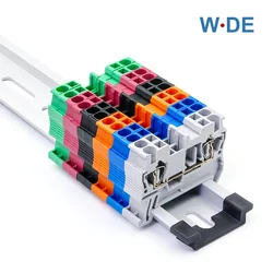 100pcs Spring Din Rail Terminal Block ST-2.5 Connector Return Pull Type Spring Connection Screwless Copper Wire Conductor ST2.5