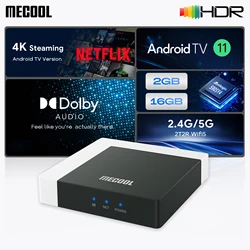 KM7 Plus MECOOL Android TV Box Android 11 Netflix 4k Google Certified 2GB RAM DDR4 16GB ROM100M LAN S905Y4 Home Media Player