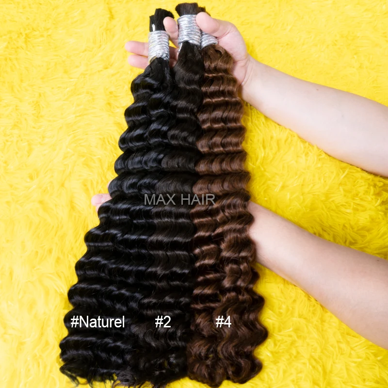 Bulk Human Hair For Braiding Vietnam Deep Wave Hair 18-30 Inches No Wefts Different Color Hair Extension For Women 100g/pcs