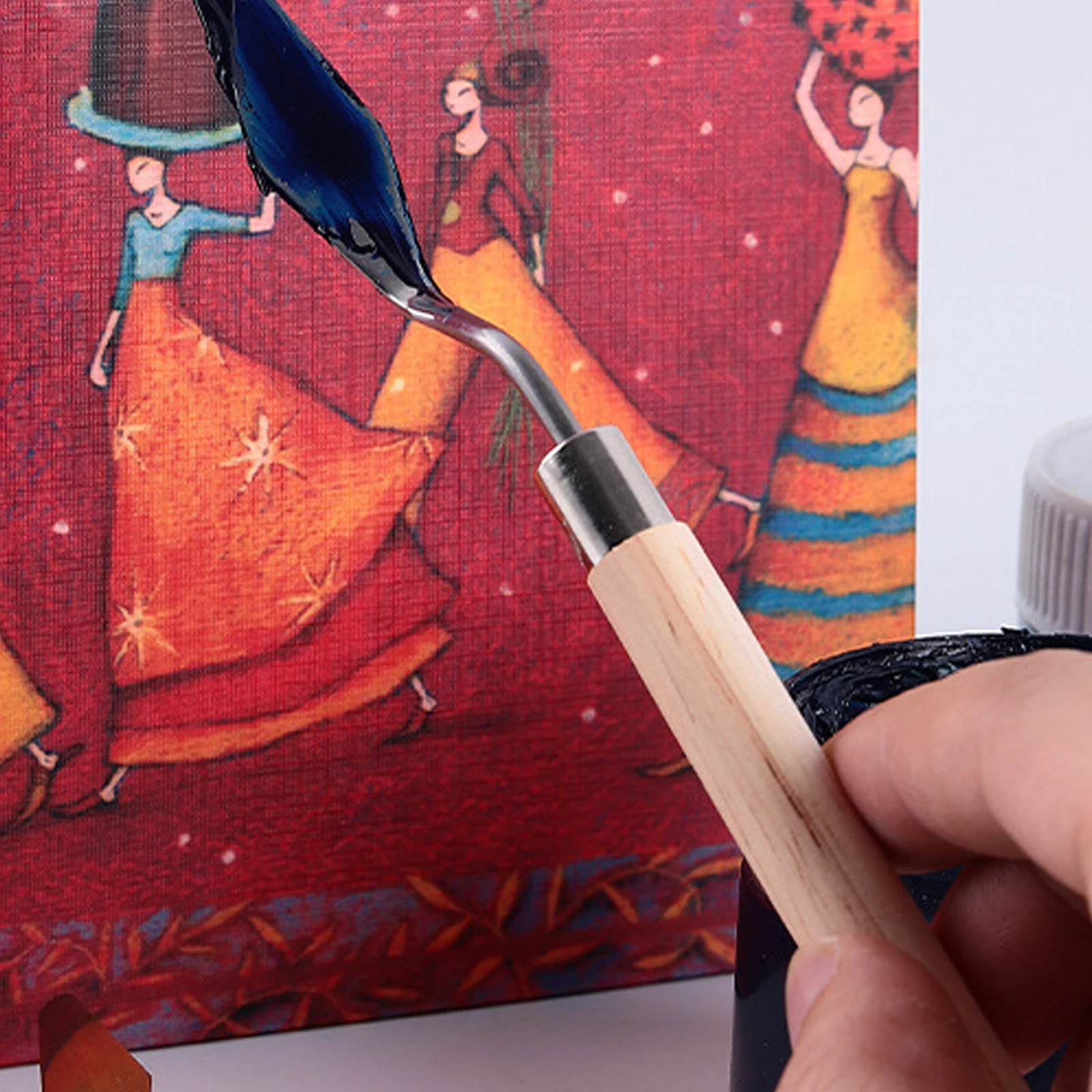 

7Pcs Oil Painting Spatula Stainless Steel with Wooden Handle Paint Mixing Scrapers for Smoothing Modeling Ceramic Art Supplies