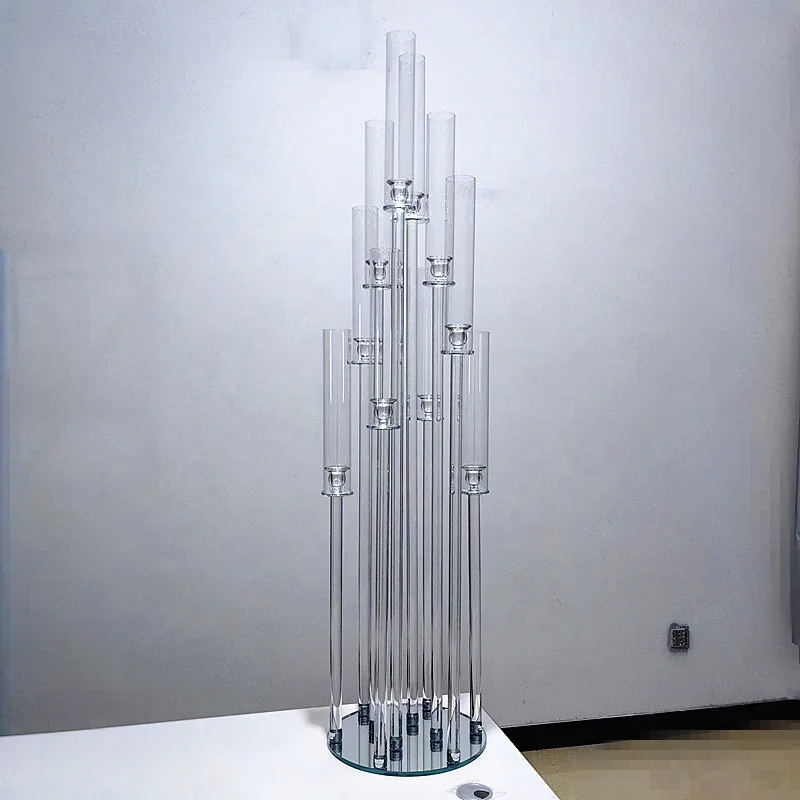 

5/8/10 arm holder transparent glass candle holder for wedding center decoration table