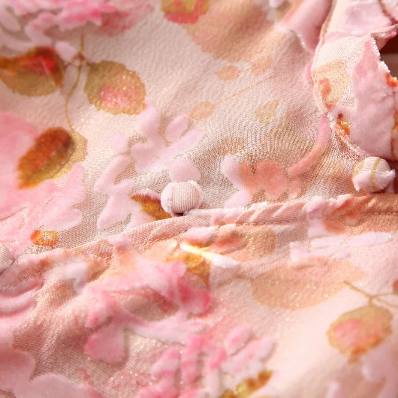 Winsleter-100% camicia elegante in velluto di seta reale, donna senza maniche floreale, camicetta ampia casual retrò, autunno 2025 nuovo T57043CC