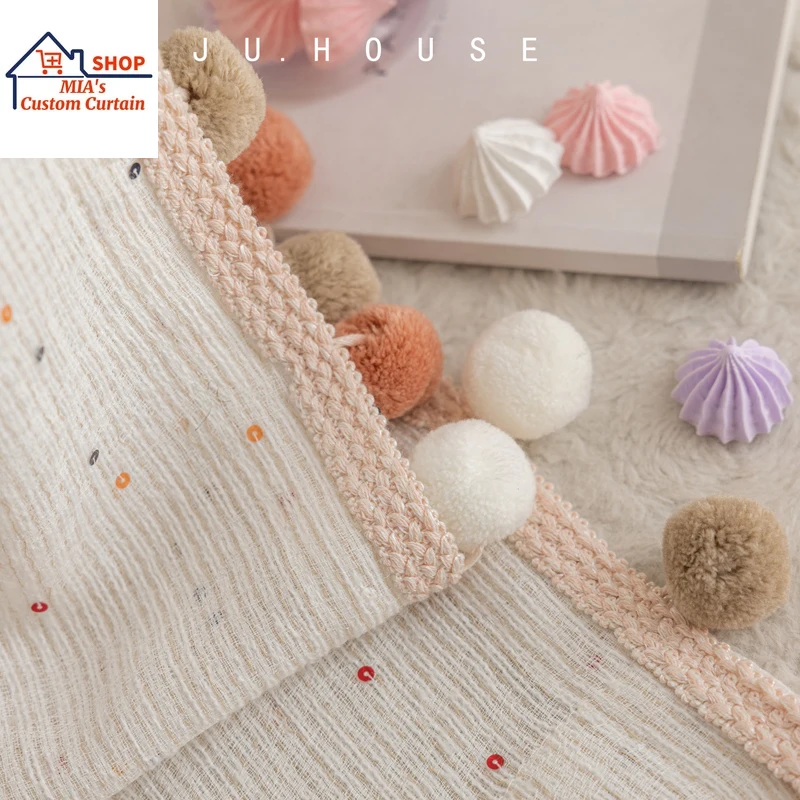 

Custom Size！！Modern Fashion Candy Sequins Korean Dopamine Girls Elegant Curtains for Living Dining Room Bedroom Decor Window