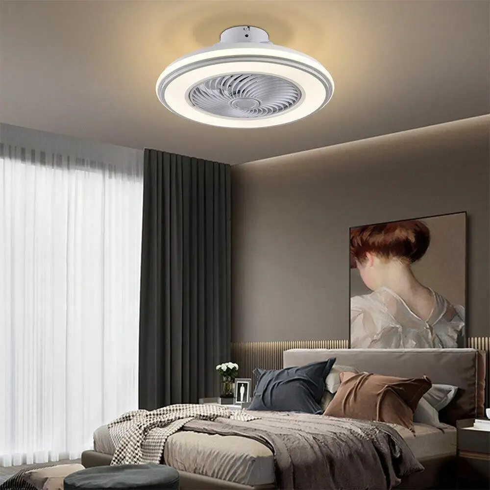 

20 inch LED Fan Lamp Low Profile Ceiling Fan Light Remote Dimmable Color & Speed