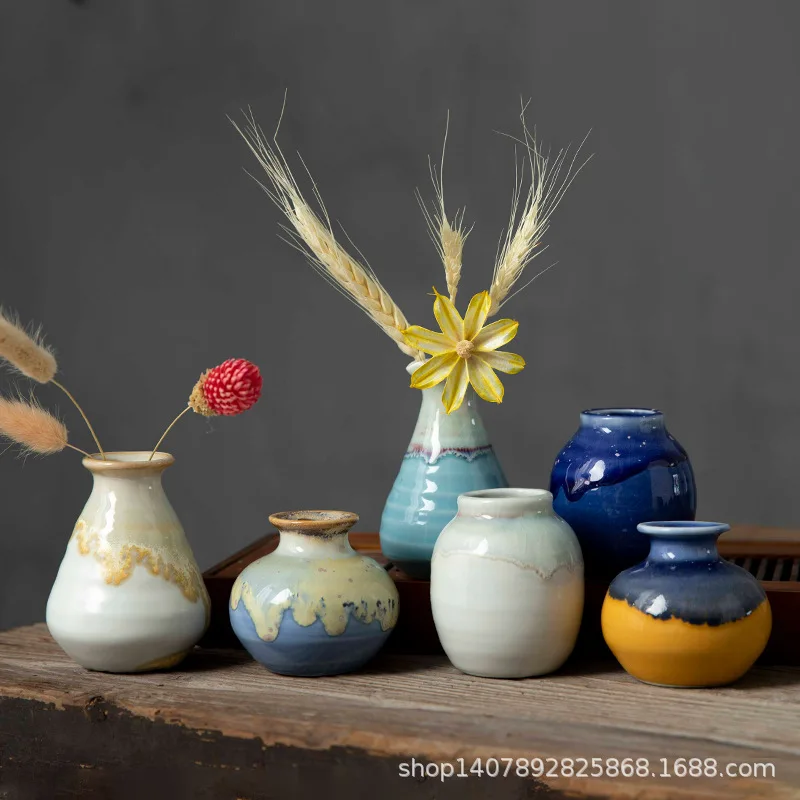 Mini Macaron Ceramic Vase, Ins Style Small Flower Pot for Dried Fresh Blooms, Photoshoot Prop Home Decor