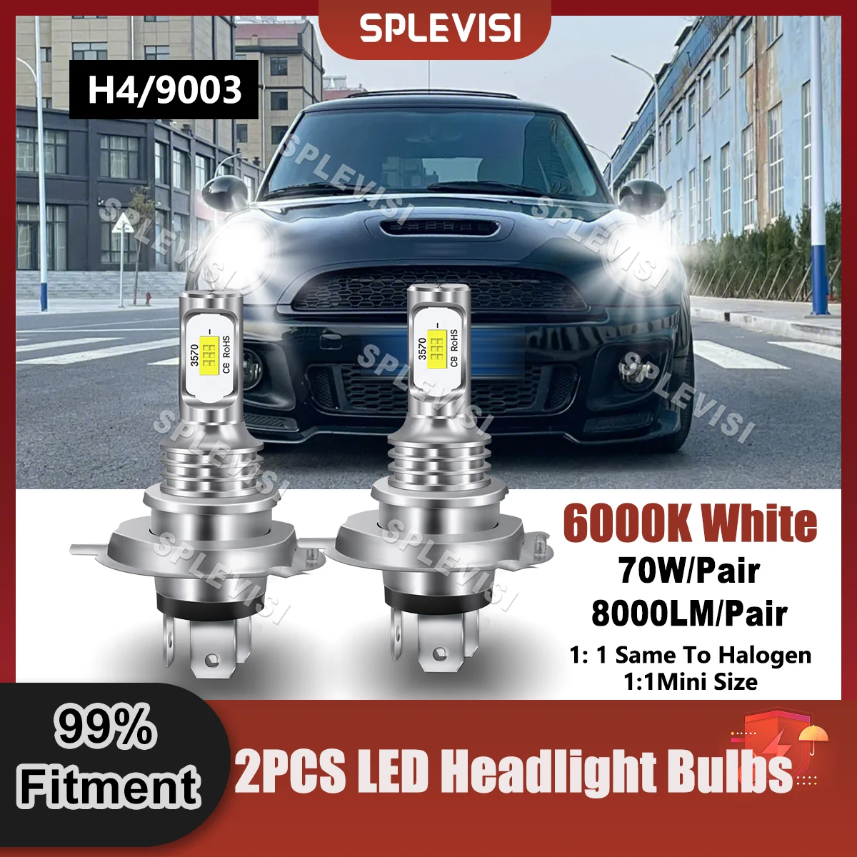 2PCS All-In-One H4/9003 Headlight High Low Beam 9V-24V 8000LM For Mini One R56 2006 2007 2008 2009 2010 2011 2012 2013 Car Lamp