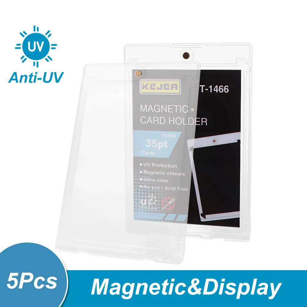 5Pcs Magnetic Card Holder Case 35PT Thickness Hard Plastic Material Game Card Storage Box Collection Acrylic