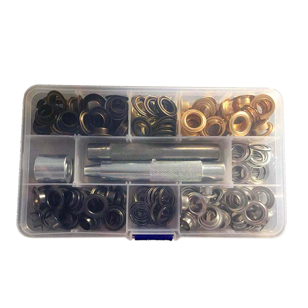 

100 Sets 10mm Four Color Buttons Grommets Eyelets Punching Tools for Shoes Clothing DIY Crafts Canvas Tarps Tents