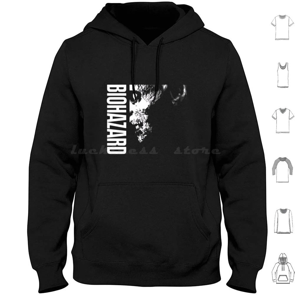 20th Anniversary Japanese Minus Anniversary Text Hoodie Cotton Long Sleeve Biohazard Zombie Face 20th Horror Video Game