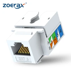 ZoeRax 이더넷 펀치 다운 커넥터, Cat6 키스톤 잭, 90 도 모듈 커플러, 패치 패널과 호환되지 않음, 10PCs