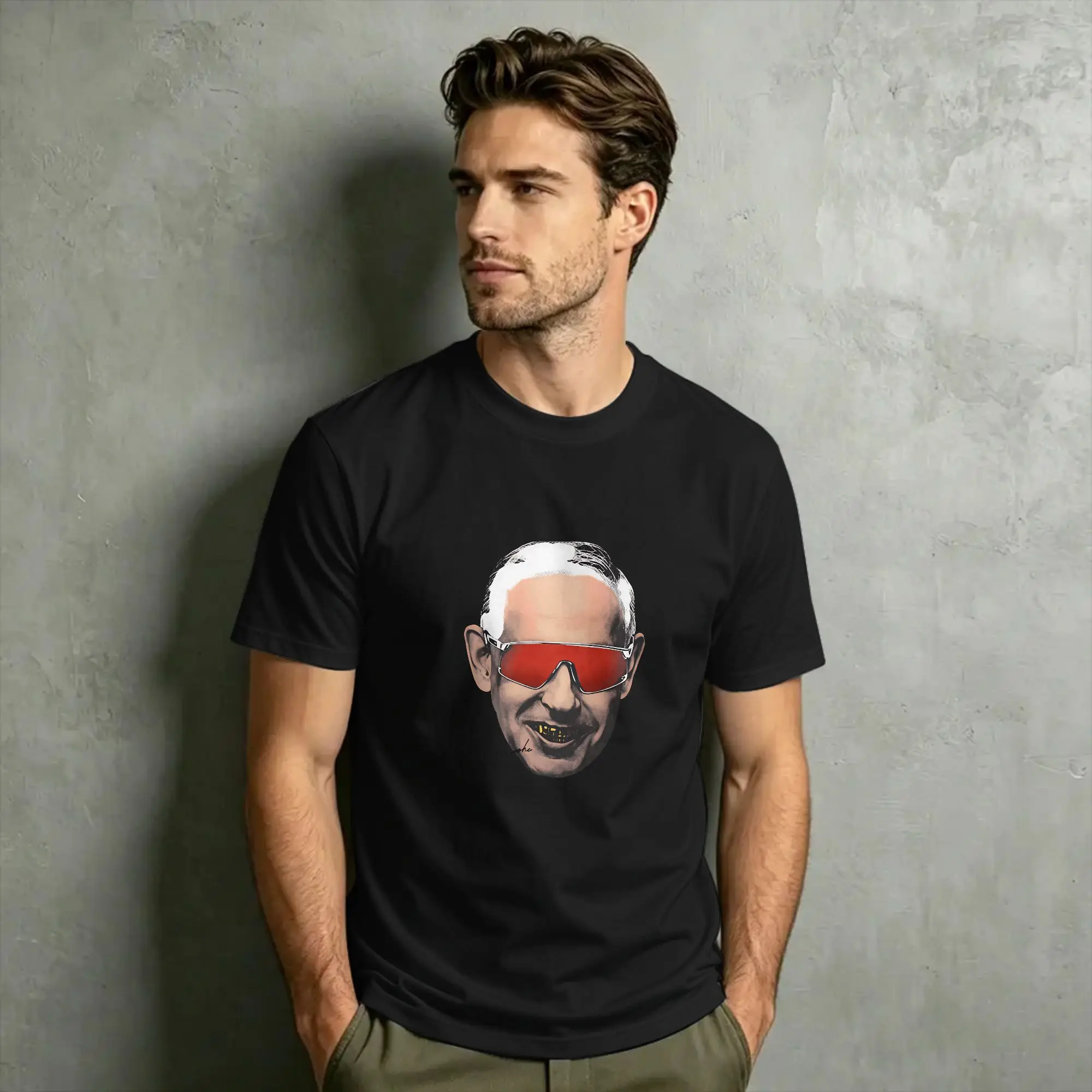 Benjamin Netanyahu face T Shirt for Men Cotton Cool T-Shirt Crewneck  Tee Shirt Short Sleeve Clothing Plus Size