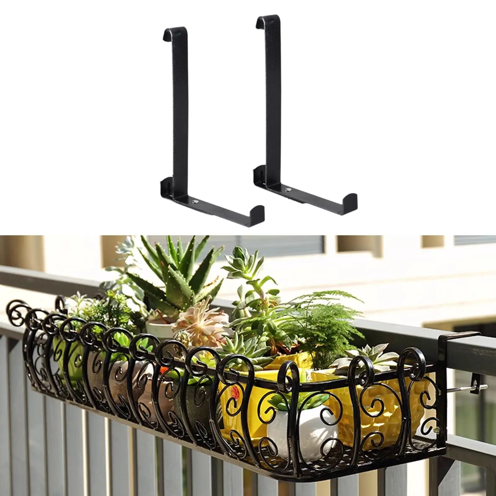 

Black Planter Box Brackets for Window Sill Fence Mount Indoor Outdoor Flower Pot Holder Plant Accessories