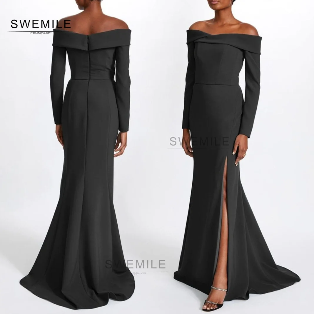 

SWEMILE Mermaid Slit Off-The-Shoulder Neckline Floor-Length Strapless Chiffon Dubai Evening Dress 2024 Party Dresses Cocktail