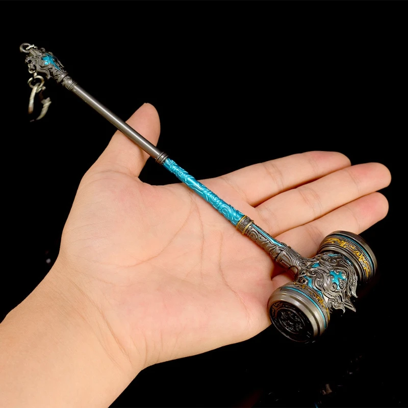 Naraka:Bladepoint Hao Tian marteau, 21cm/8.26 pièces de jeu, arme de liaison Douluo, modèle d'accessoires, artisanat en métal, ornements, jouets cadeaux