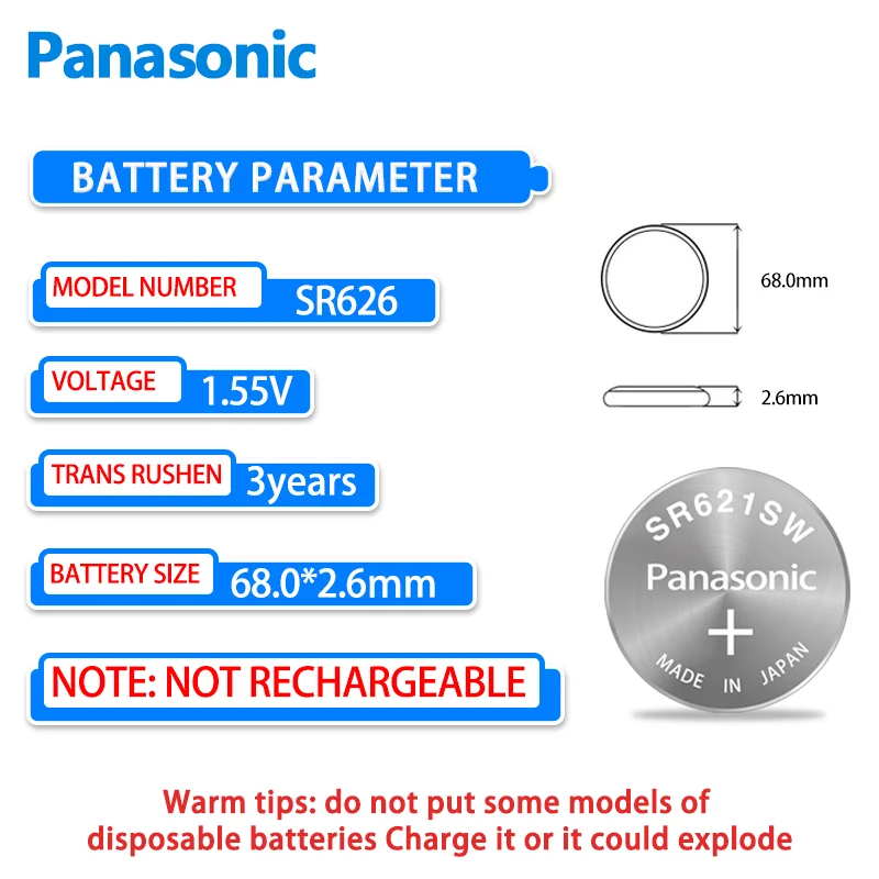 5 szt. Baterii Panasonic SR626SW 377 Tianwang Casio Felius Julius special lr626h tong