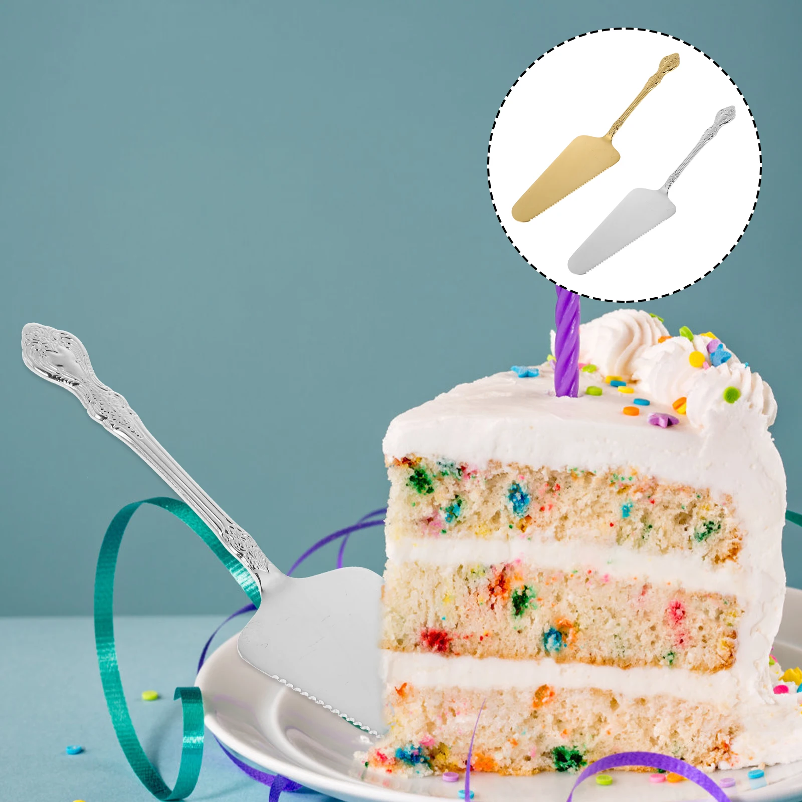 

2Pcs Stainless Steel Cake Shovel Spatula Sturdy Kitchen Tool for Baking Cheese Bread Pizza Triangle Spade
