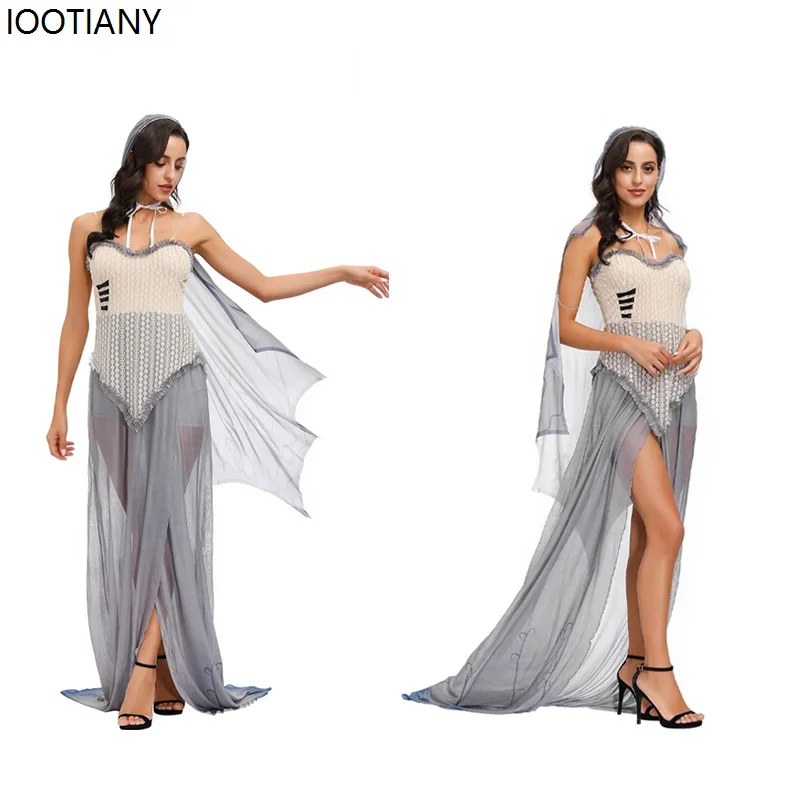 

CosplayWomen Sexy Zombie Bride Cosplay Costumes Halloween Ghost Bride Fancy Dress With Cape Carnival Party Stage Performance Dre