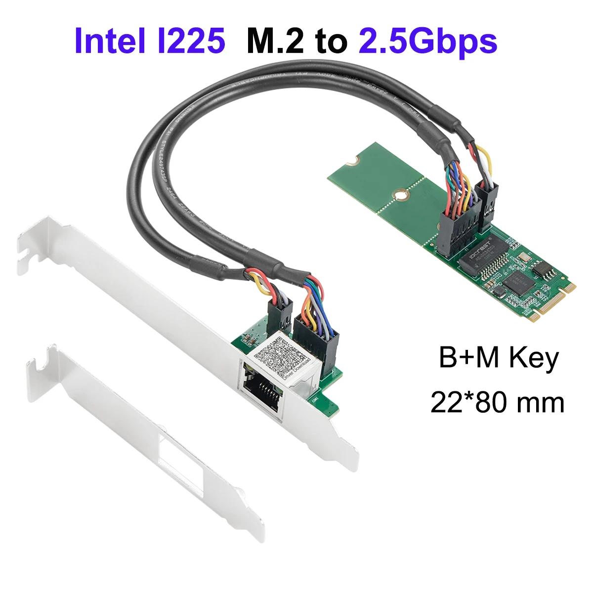 Intel I225 Chipset 2.5GBase-T 1 Port 2500Mbps M.2 b key M key to PCIe 2.5gb Ethernet Card RJ45 LAN Controller Card