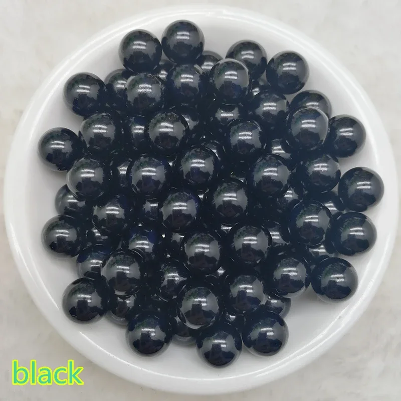 New 4 / 6 / 8 /10mm Black No hole Beads Acrylic Round Pearl Loose Beads For Jewelry Making DIY