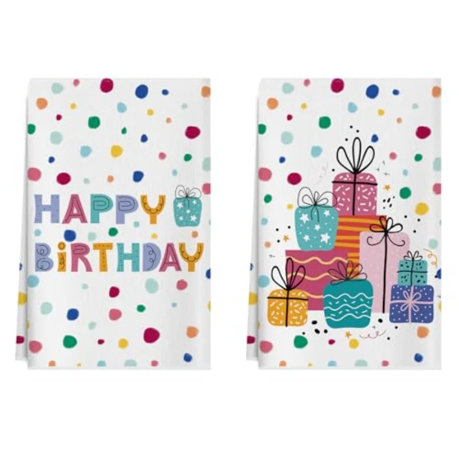 

Подарки с днем рождения, разноцветные кухонные полотенца в горошек, полотенца для мытья посуды 18x26 Ih, украшения для дома, набор полотенец для рук из 2 сушки посуды