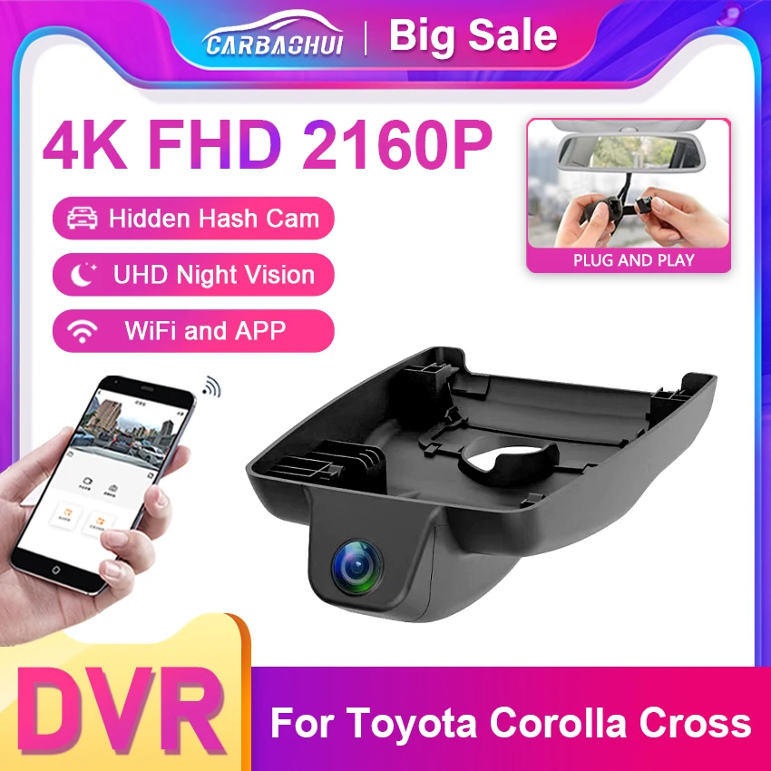 

4K Car DVR Wifi Video Recorder Dash Cam Camera Easy Installation UHD 2160P For Toyota Frontlander Corolla Cross 2022 DashCam