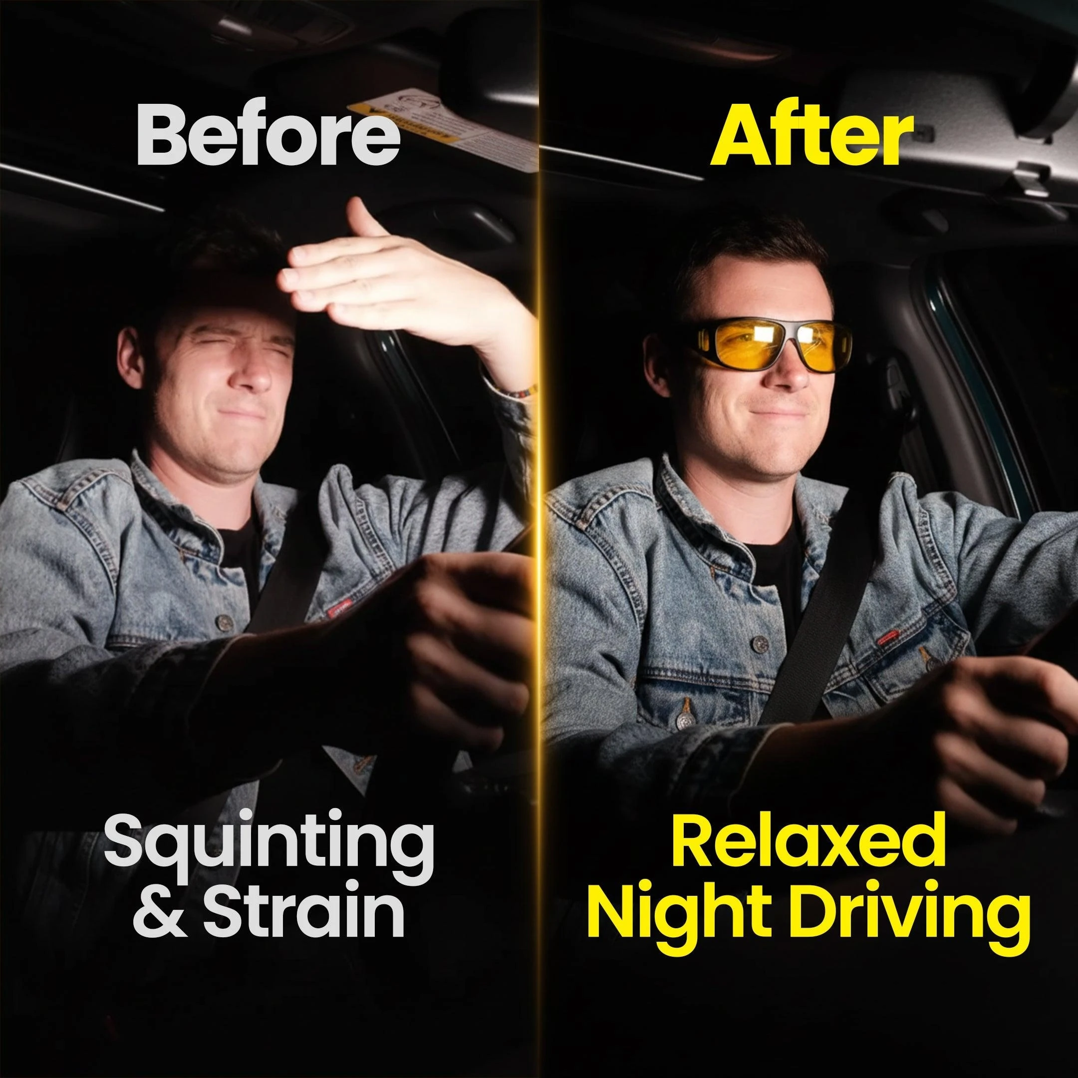 Half Frame Polarized Night Glasses Adjustable Silicone Nose Pads Anti High Beam Glare UV400 for Night Driving Cycling Rainy Days view 5