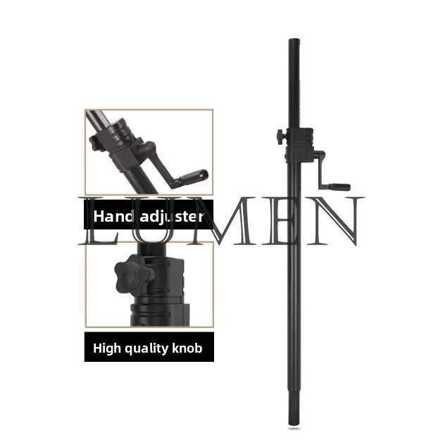 Suporte de Chão para Caixas de Som com Haste de Apoio para Subwoofer e Caixas Duplas, Suporte Metálico Completo com Manivela
