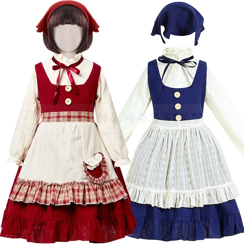 Disfraz de Cosplay de La Petite Marchande D'allumettes para niña, dulce vestido Lolita, estilo Pastoral Retro, vestido de sirvienta de granja, Halloween