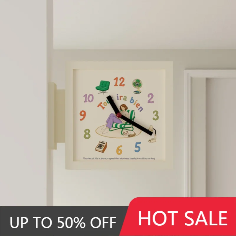 Corner Double-sided Wall Clock Living Room Vintage Wall Clock Luxury Design Stylish Clocks Aesthetic Creative Watch Home Decor