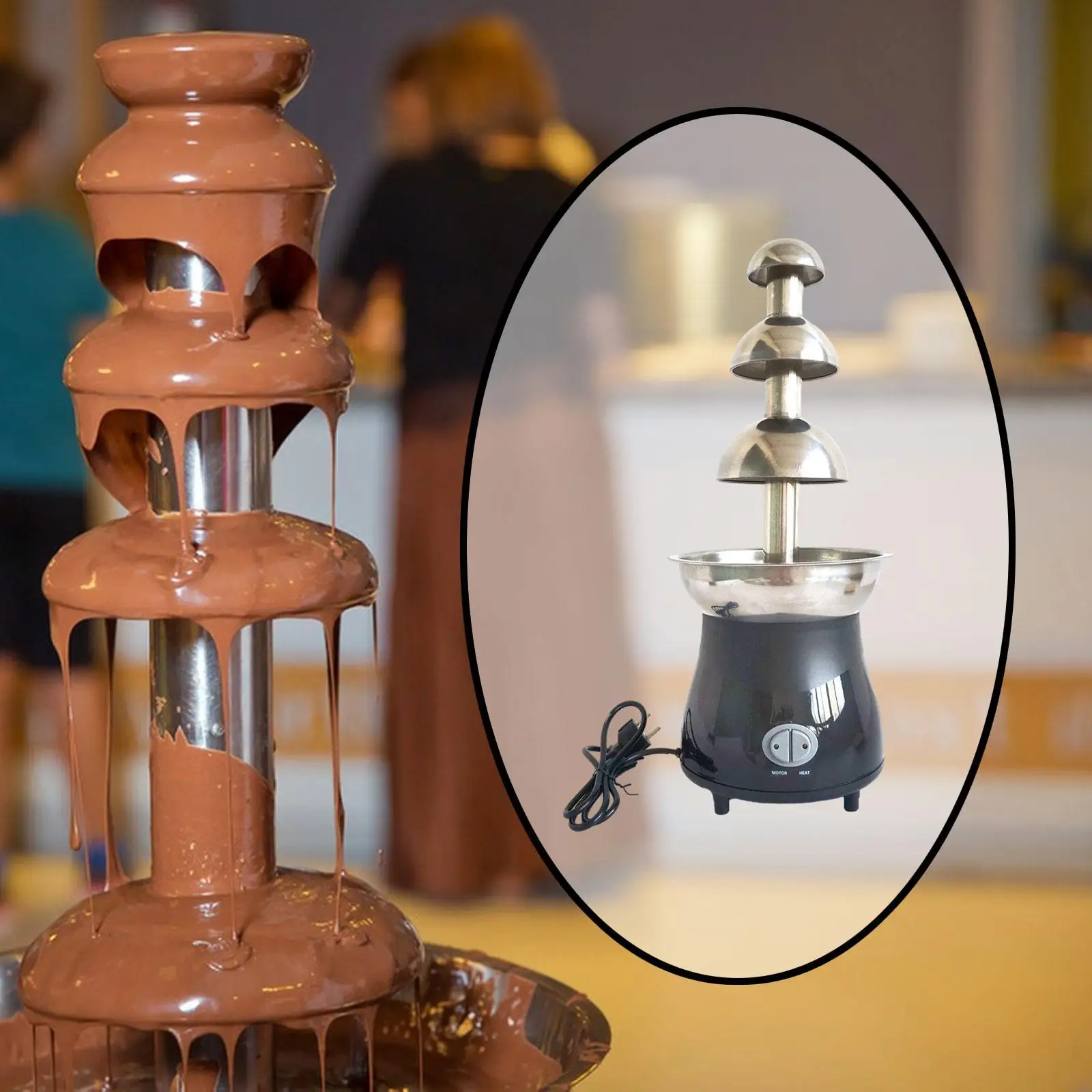 Chocolate Fountain Melt Dipping Machine Chocolate Fondue Fountain Automatic Melting Chocolate Machine for Butter Cheese Birthday