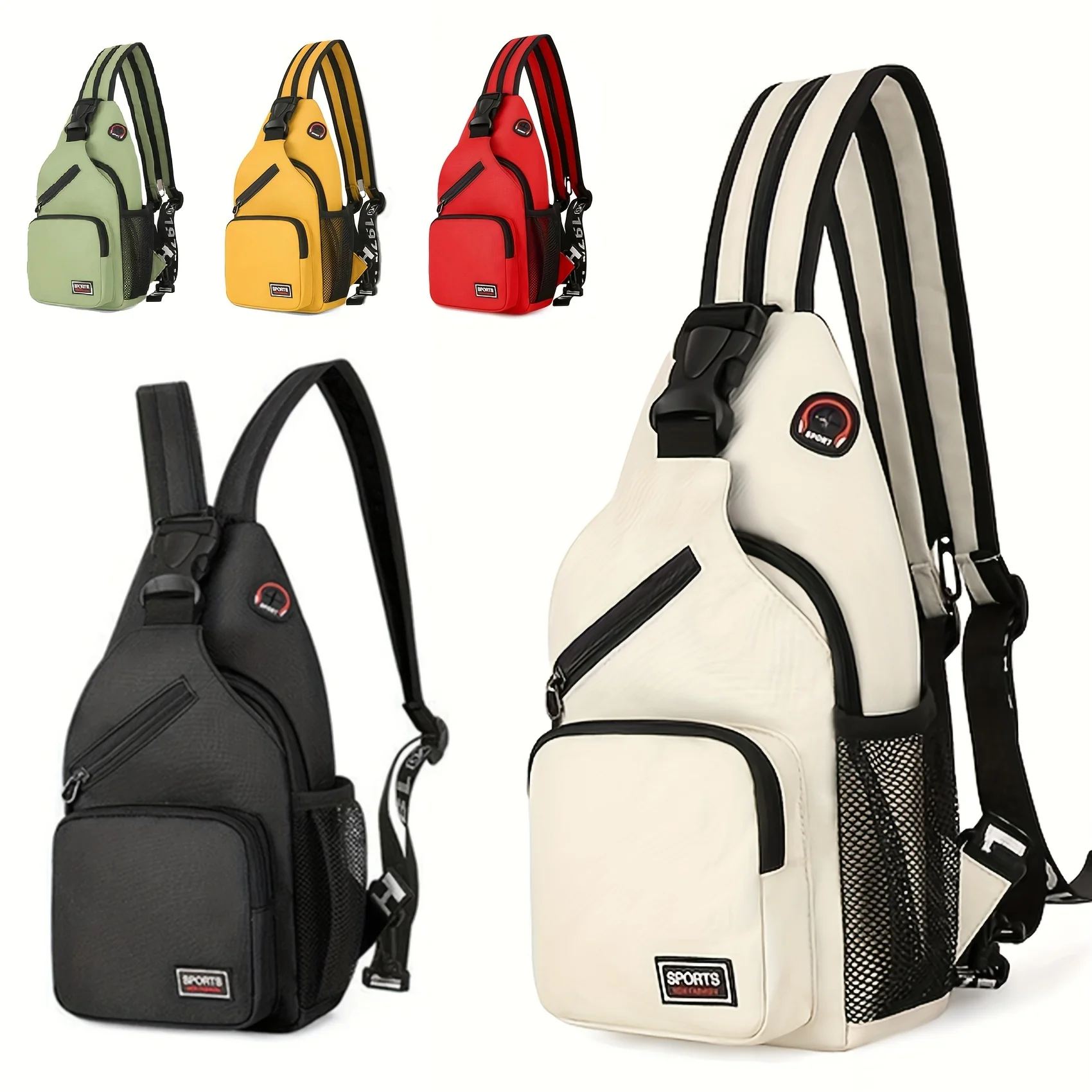 Multi Pockets Sling Backpack Casual Nylon Crossbody Bag chest bag  Shoulder bags For Travel Hiking Daypack With Zipper Strap