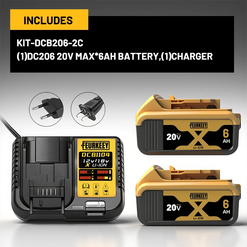 Pro DEWALT 6,0 Ah/9,0 Ah, maximálně 20 V, maximálně 60 V, lithium-iontové baterie, vhodné pro DCB204, DCB205, DCB206, DCB609, DCB184, DCB200 - náhled 4