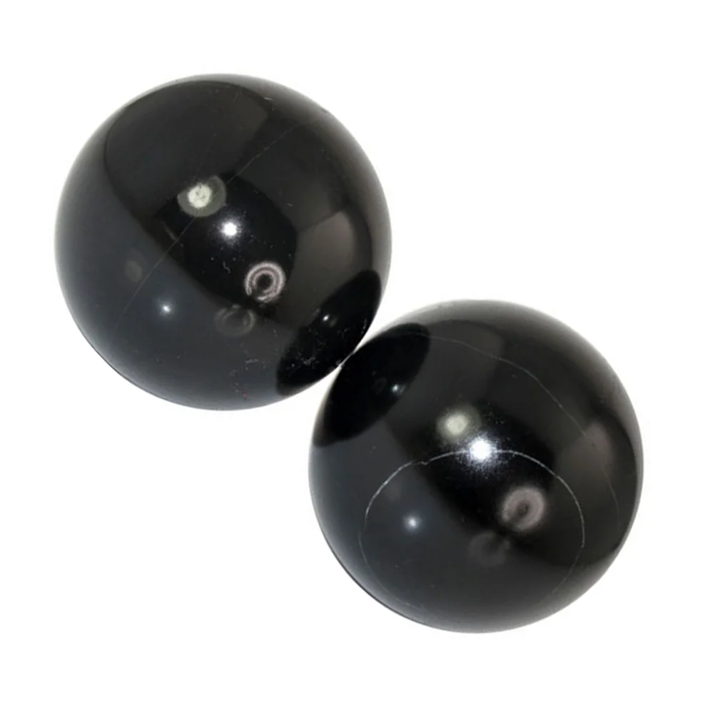 2pcs Natural Stone Massage Ball Meditation Fitness Hand Exercise Healing Ball for Hand Therapy (Black)